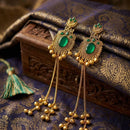 Dhirish International Pota Stone And Pearl Kashmiri Designer Dangler Earrings