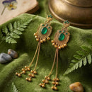 Dhirish International Pota Stone And Pearl Kashmiri Designer Dangler Earrings