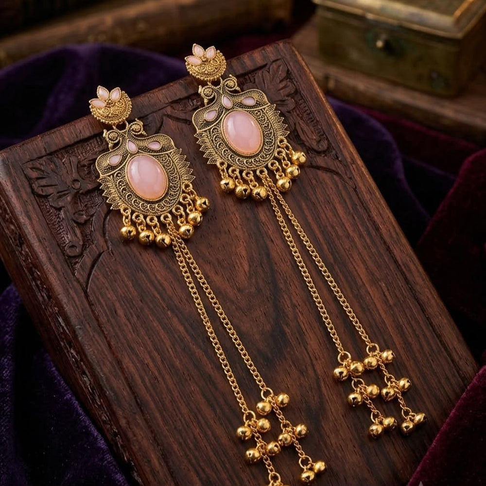 Dhirish International Pota Stone And Pearl Kashmiri Designer Dangler Earrings