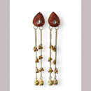Dhirish International Pota Stone And Pearl Kashmiri Designer Jhumkis Earrings