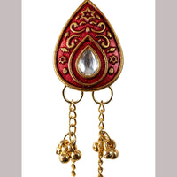 Dhirish International Pota Stone And Pearl Kashmiri Designer Jhumkis Earrings