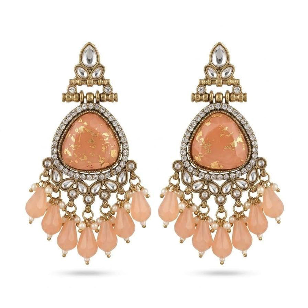 Dhirish International Premium Crystal Stone And Beads Dangler Earrings