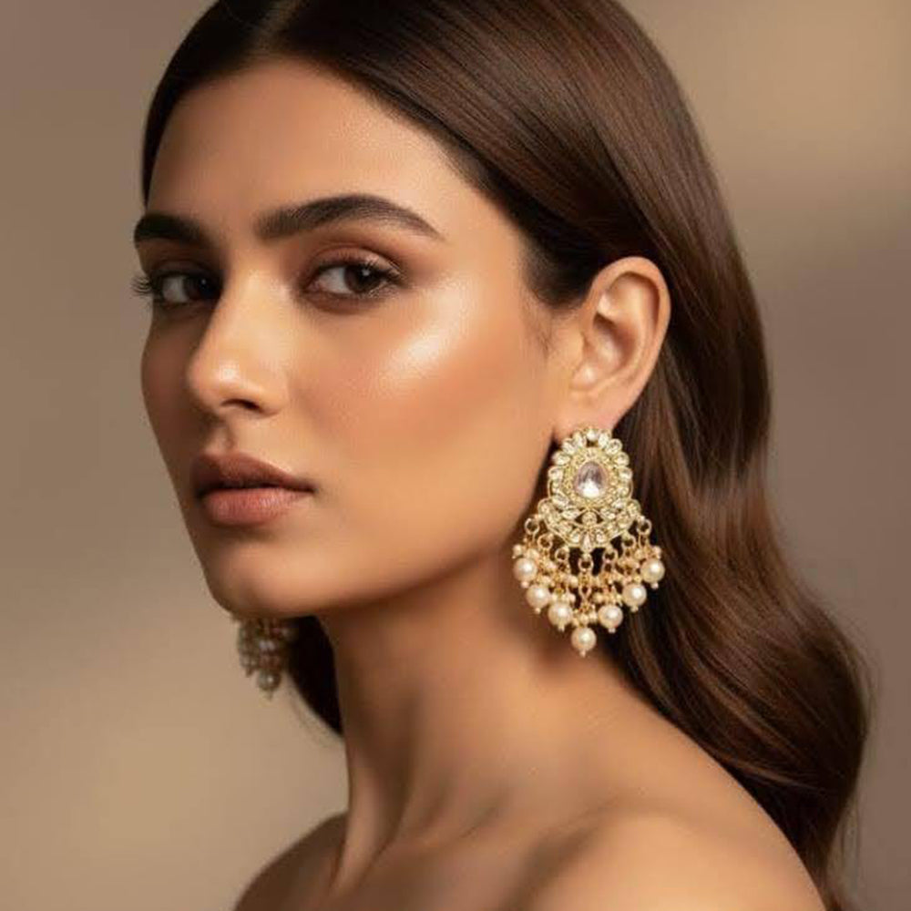 Dhirish International Premium Kundan Stone And Beads Dangler Earrings