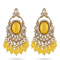 Dhirish International Stylish Kundan Stone And Beads Dangler Earrings