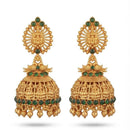 Dhirish International Premium Festive Pota Stone And Pearl Temple Jhumki Earrings