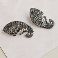 Dhirish International Oxidised Peacock Inspired Hanging Earrings