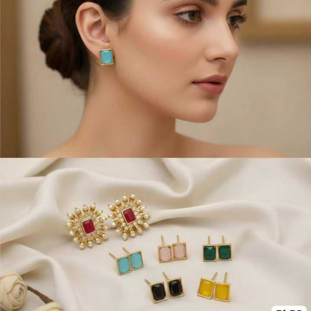 Dhirish International Party Wear Austrian Stone Pearl Changeable Stud Earrings