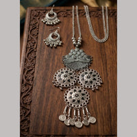 Dhirish International Statement Oxidised Plated Long Necklace Set