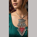 Dhirish International Statement Oxidised Plated Long Necklace Set 