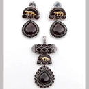 Dhirish International Statement Oxidised Plated Pota Stone Choker Necklace Set