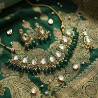 Dhirish International Designer Kundan Stone And Beads Necklace Set for Women