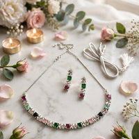 Dhirish International Royal American Diamond Necklace Jewellery Set