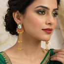 Dhirish International Classic Pota Stone And Ghungroo Kashmiri Dangler Earrings