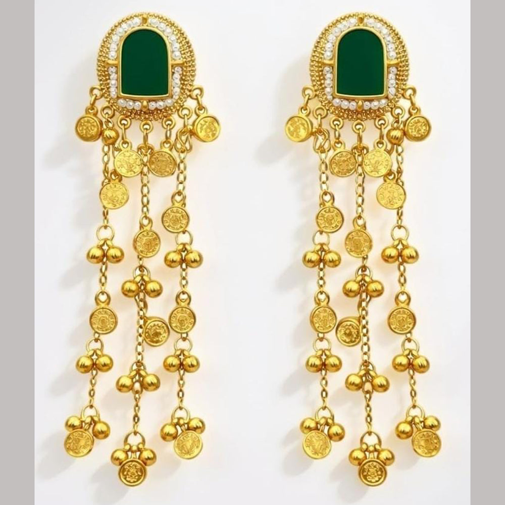 Dhirish International Classic Pota Stone And Pearl Kashmiri Dangler Earrings