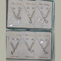 BN Silver Plated Austrian Stone And Pearl Chain Pendant