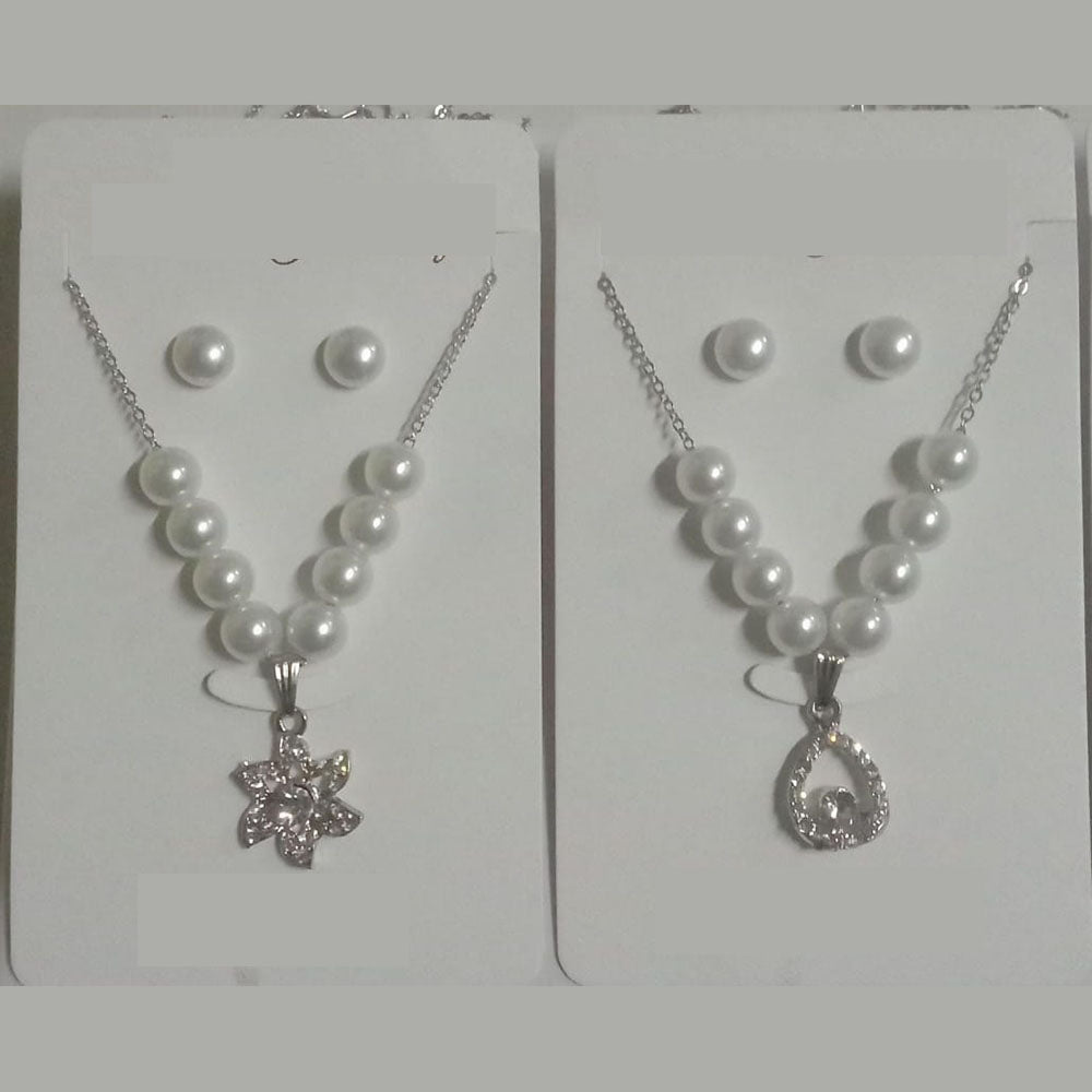 BN Assorted Design Austrian Stone And Pearls Chain Pendant
