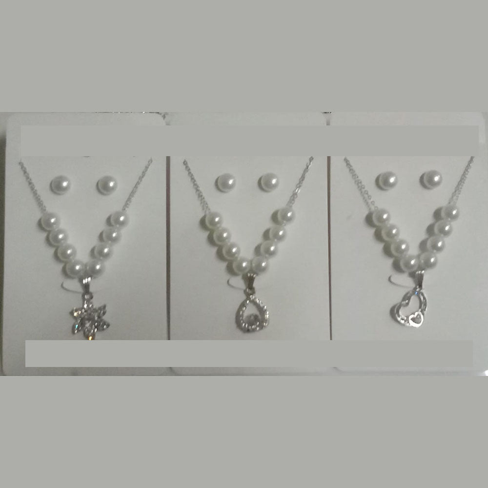 BN Assorted Design Austrian Stone And Pearls Chain Pendant