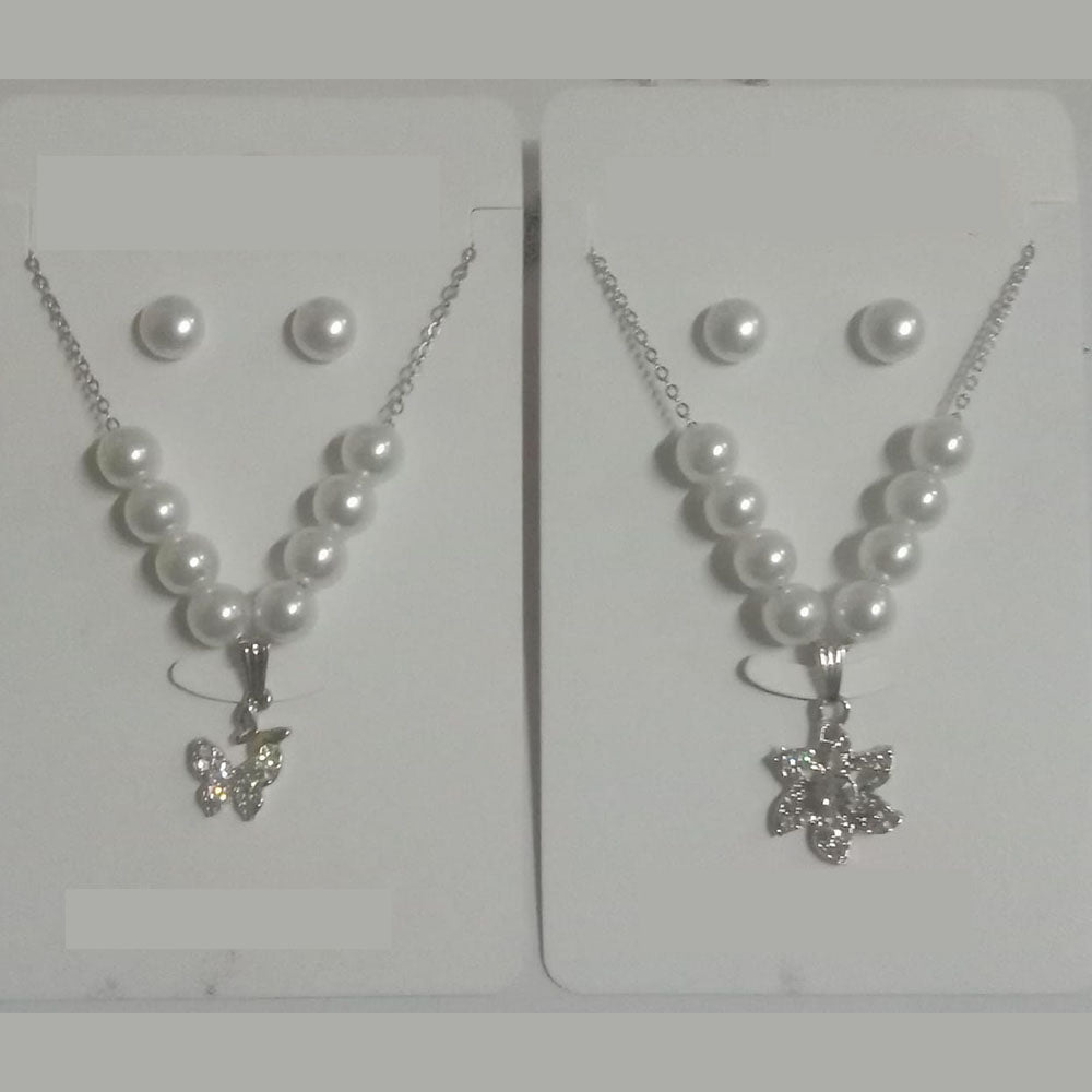 BN Assorted Design Austrian Stone And Pearls Chain Pendant