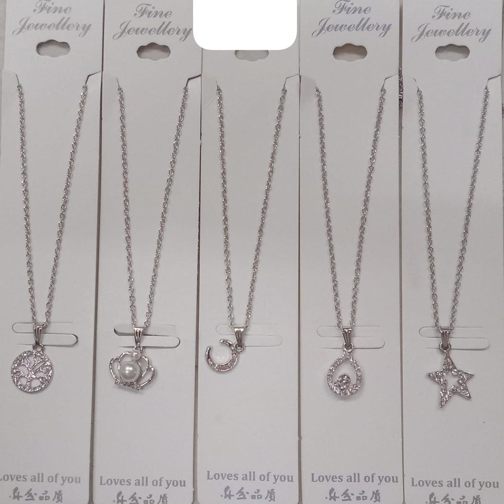 BN Assorted Design Austrian Stone And Pearls Chain Pendant