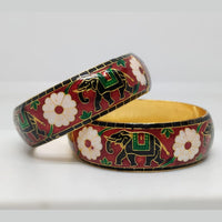 Pusti Art & Craft Designer Gold Plated Meenakari Bangles Set