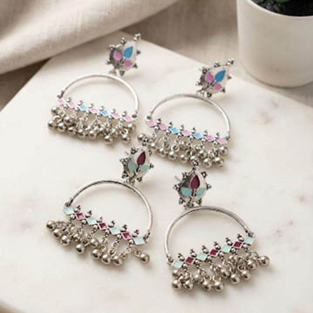Pusti Art & Craft Royal Enamel And Ghugnroo Dangler Earrings