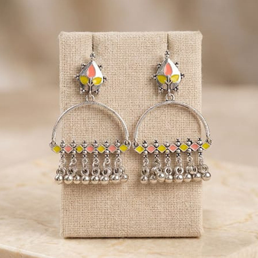Pusti Art & Craft Royal Enamel And Ghugnroo Dangler Earrings