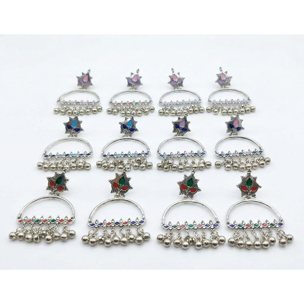 Pusti Art & Craft Royal Enamel And Ghugnroo Dangler Earrings