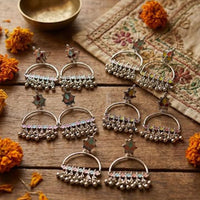 Pusti Art & Craft Royal Enamel And Ghugnroo Dangler Earrings