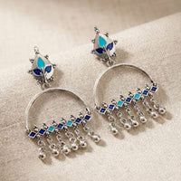 Pusti Art & Craft Royal Enamel And Ghugnroo Dangler Earrings