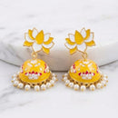 Pusti Art & Craft Traditional Meenakari Pearl Jhumki Earrings (Assorted Color)