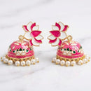 Pusti Art & Craft Traditional Meenakari Pearl Jhumki Earrings (Assorted Color)