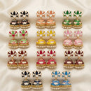 Pusti Art & Craft Traditional Meenakari Pearl Jhumki Earrings (Assorted Color)