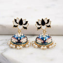 Pusti Art & Craft Traditional Meenakari Pearl Jhumki Earrings (Assorted Color)