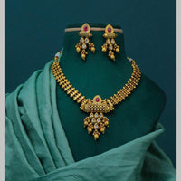 Dhiraj Sales Gold Plated Pota Stone Pearl And Beads Necklace Set