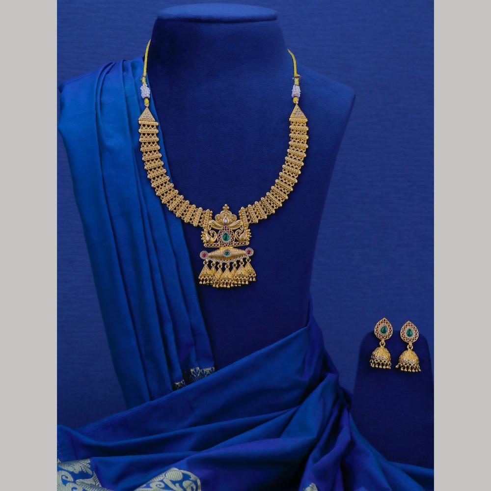 Dhiraj Sales Gold Plated Pota Stone Pearl And Beads Necklace Set