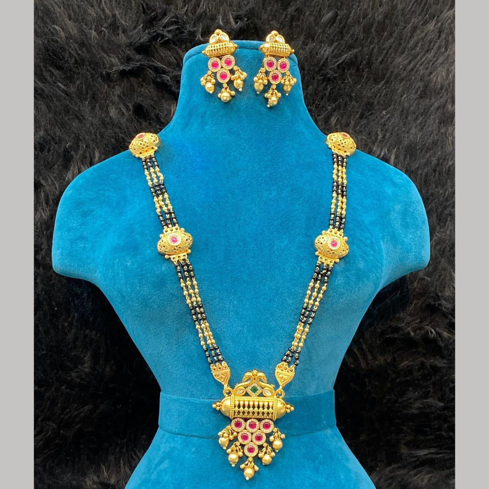 Dhiraj Sales Gold Plated Pota Stone And Beads Mangalsutra
