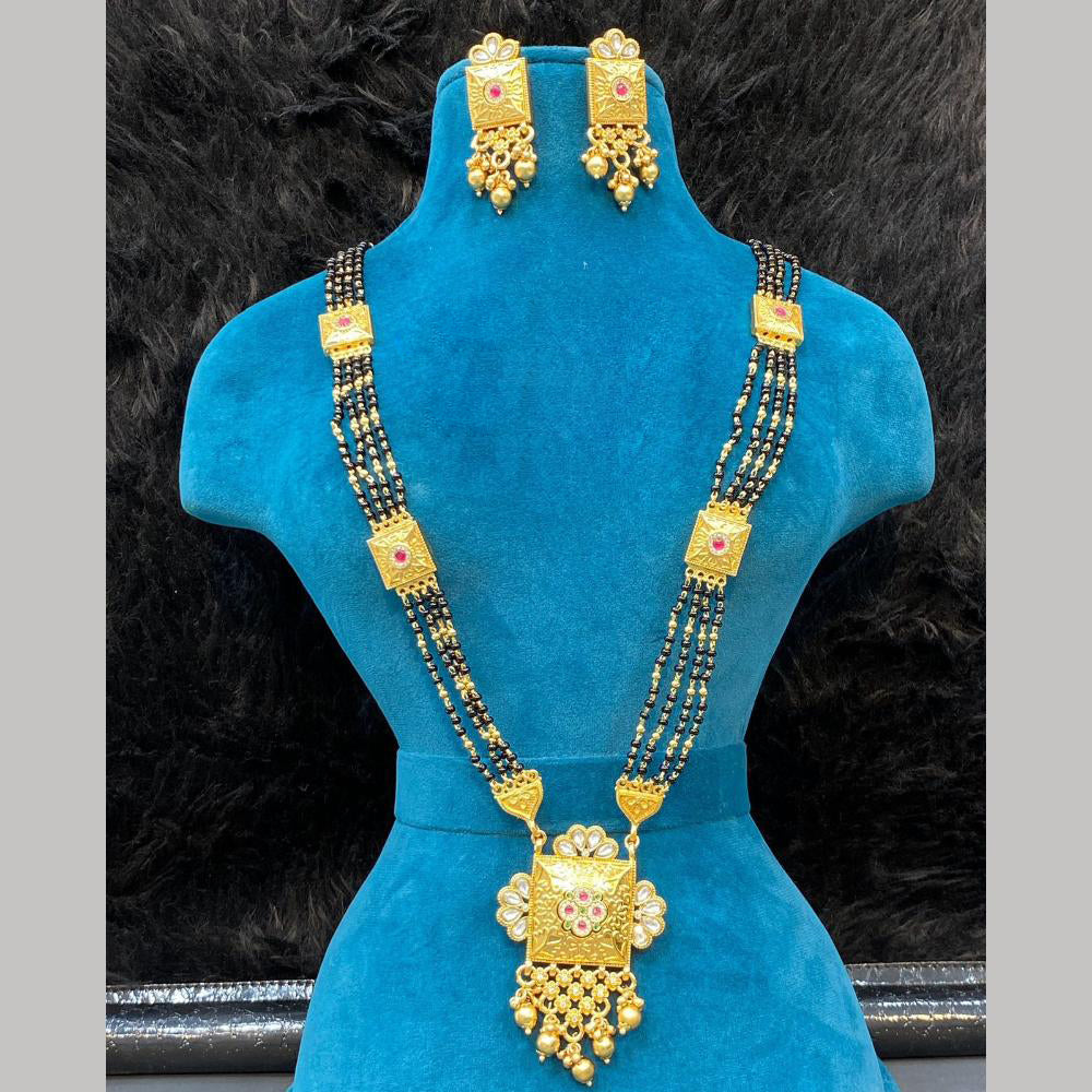 Dhiraj Sales Gold Plated Pota Stone And Beads Mangalsutra