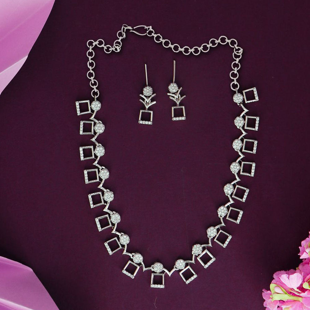 Dhiraj Sales Silver Plated Austrian Stone Necklace Set