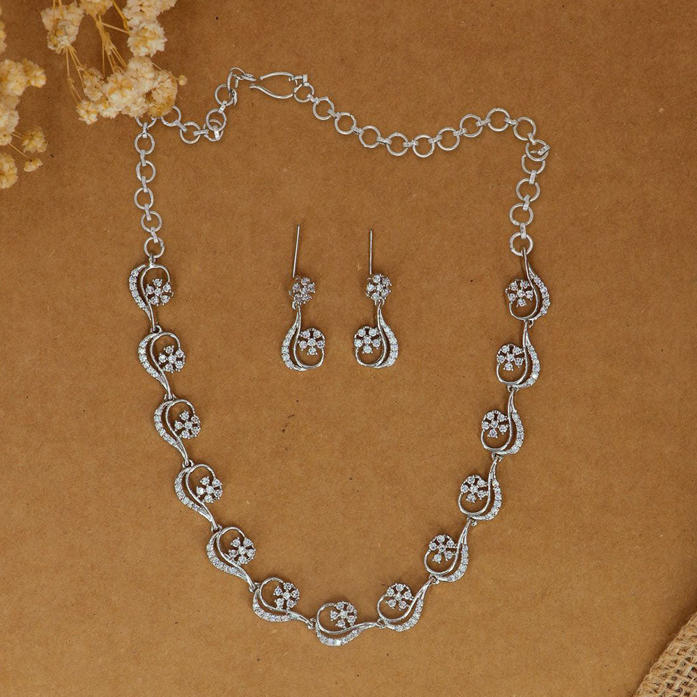 Dhiraj Sales Silver Plated Austrian Stone Necklace Set