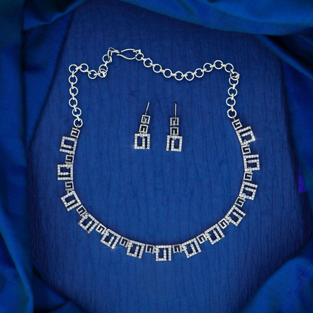 Dhiraj Sales Silver Plated Austrian Stone Necklace Set
