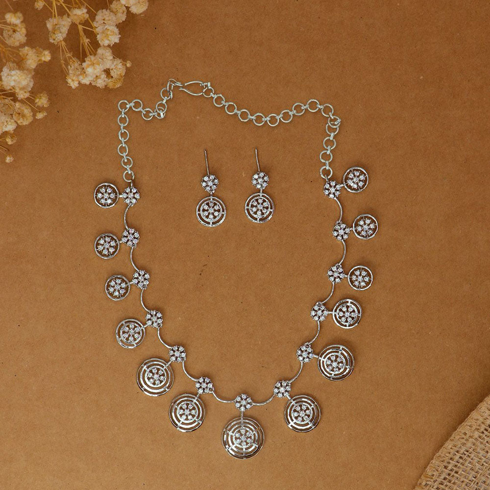Dhiraj Sales Silver Plated Austrian Stone Necklace Set