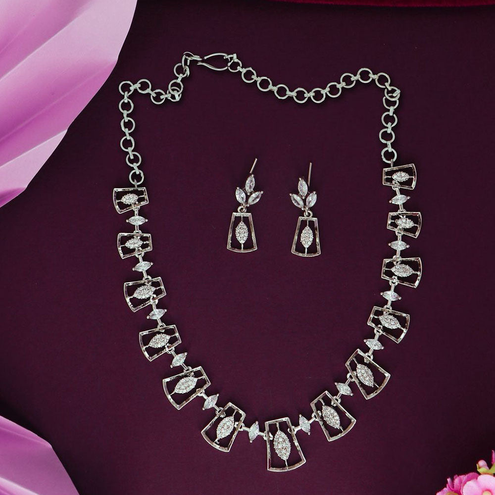 Dhiraj Sales Silver Plated Austrian Stone Necklace Set