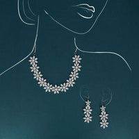 Dhiraj Sales Silver Plated Austrian Stone Necklace Set