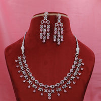 Dhiraj Sales Silver Plated American Diamond Necklace Set