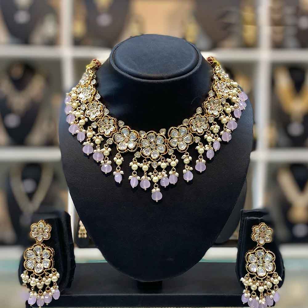 Dhiraj Sales Polki Kundan Stone And Beads Necklace Set