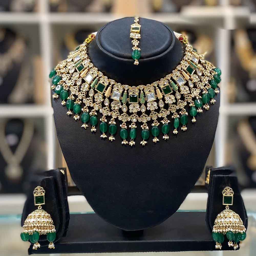 Dhiraj Sales Polki Kundan Stone And Beads Necklace Set