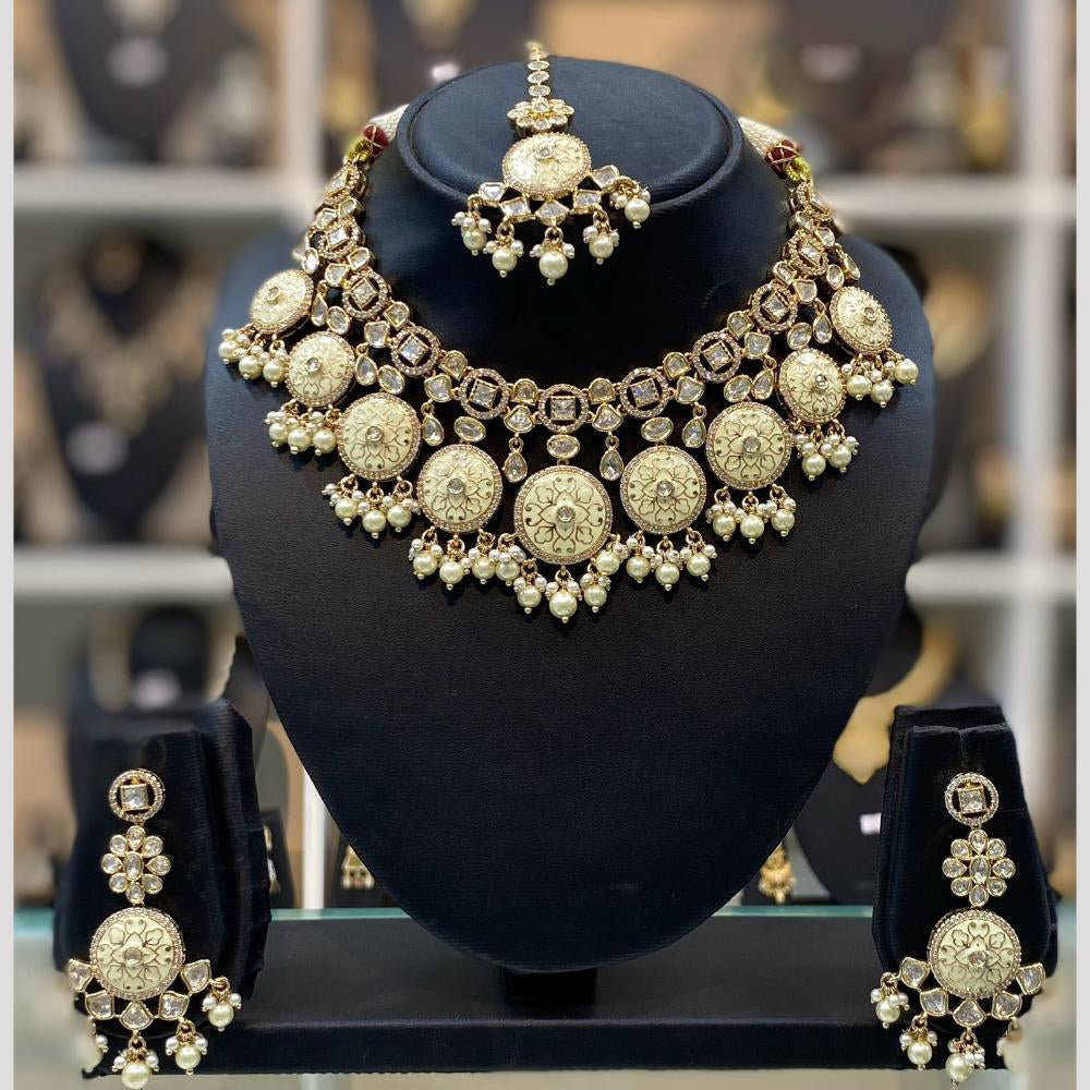 Dhiraj Sales Heritage Inspired Kundan Polki And Beads Meenakari Necklace Set