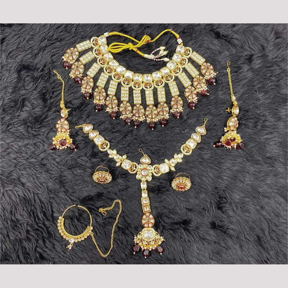 Dhiraj Sales Glamorous Kundan Beads  Semi Bridal Meenakari Necklace Set