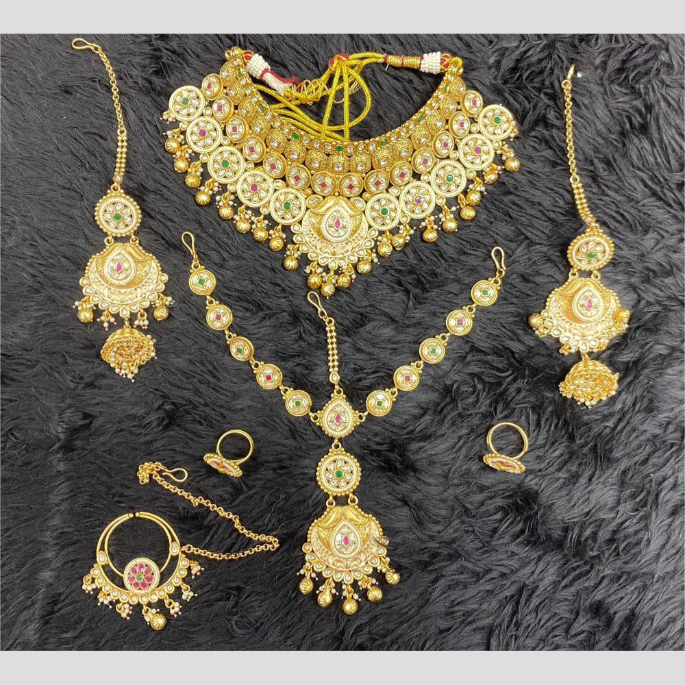 Dhiraj Sales Glamorous Kundan Beads  Semi Bridal Necklace Set
