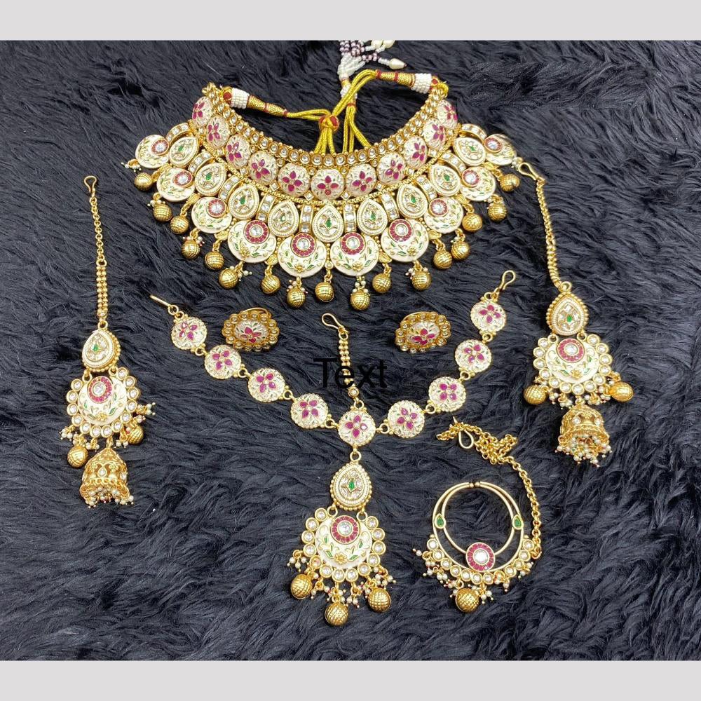 Dhiraj Sales Glamorous Kundan Beads  Semi Bridal Necklace Set